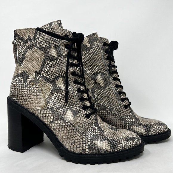 Dolce Vita Womens Back Zip Snake Print Heels Boots Booties Leather Size 8.5 - Picture 1 of 12